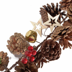 Ghirlandă cu conuri de pin, fructe de pădure, clopoței și stele, 135 cm