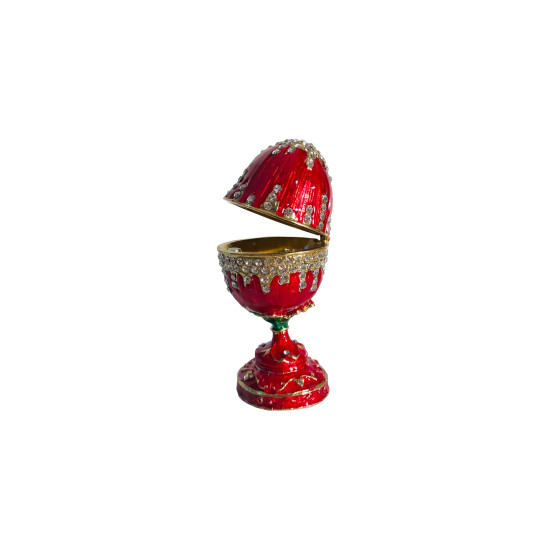 Ou "Faberge" din metal - rosu, 11,5 cm