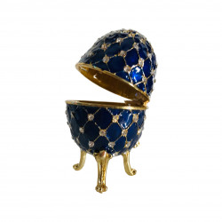 Ou "Faberge" din metal - albastru, 9.5 cm