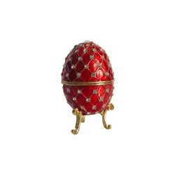 Ou "Faberge" din metal - rosu, 9,5 cm