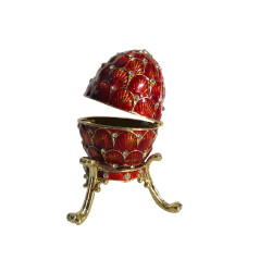 Ou "Faberge" din metal, rosu-aramiu, 8 cm