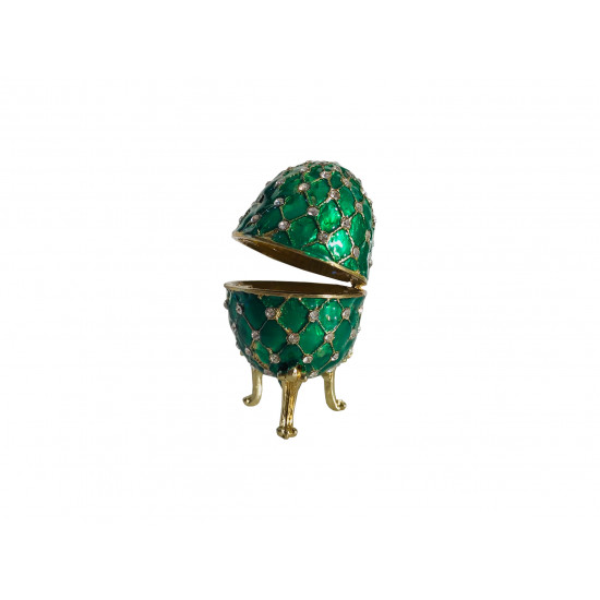 Ou "Faberge" din metal - verde, 9,5 cm