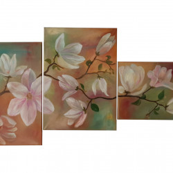 Pictura in ulei, set 3 piese - 'Magnolii', 70 / 60 cm