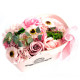 Cos flori din sapun, roze, 30 cm