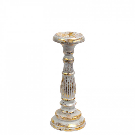 Sfesnic lumanare, alb-auriu, 30 cm