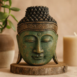 Cap Buddha, verde - gold antique, 25 cm