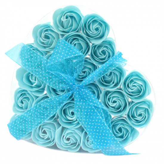 Set cadou 24 trandafiri din sapun "Blue wedding", 18cm