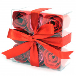 Set cadou 9 trandafiri din sapun-rosii, 10 cm