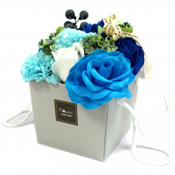 Cos flori din sapun "Blue wedding", 16 cm