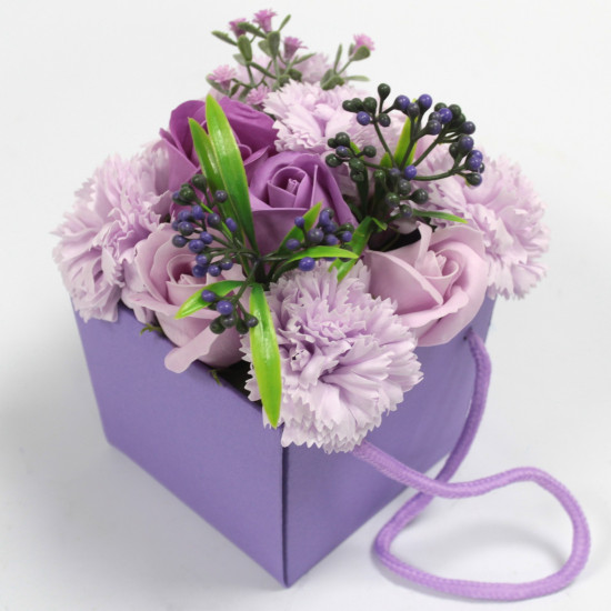 Cos flori violet din sapun, 16 cm