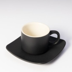 Set cesti cafea - negru mat exterior, interior alb - 50 ml