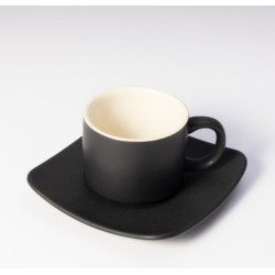 Set cesti cafea - negru mat exterior, interior alb - 50 ml