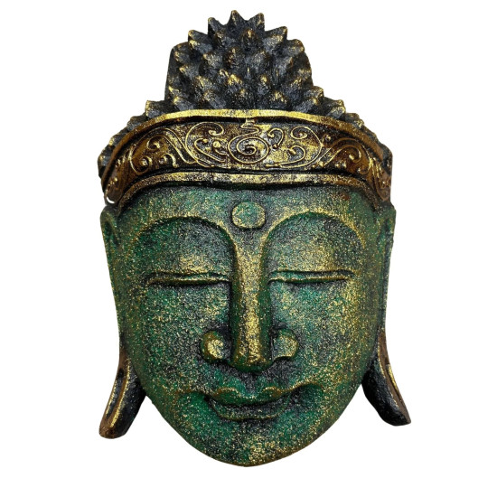 Cap Buddha, verde - gold antique, 25 cm