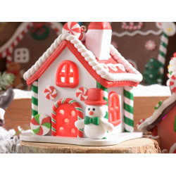 Casa decor turta dulce, cu lumina calda, pentru agatat in brad - 10 cm, 1 buc