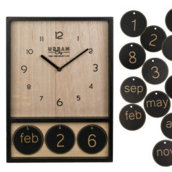 Ceas din lemn cu calendar, 40 cm
