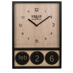 Ceas din lemn cu calendar, 40 cm