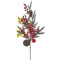Decoratiune Craciun - crenguta cu fructe rosii si conuri, 50 cm
