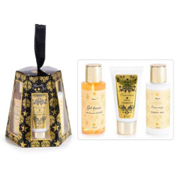 Cutie cadou Craciun "Black Chic", 3 produse ingrijire corp, 13 cm