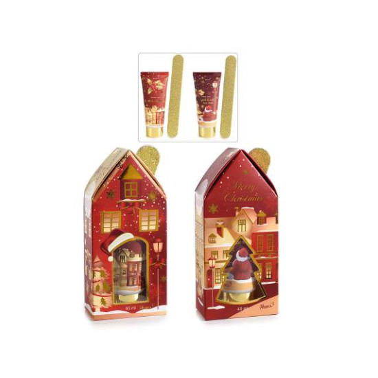 Set cadou Craciun - crema de maini + pila unghii, 13 cm