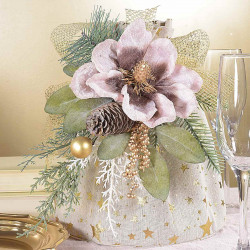 Decoratiune brad - floare Craciunita culoarea sampaniei, 21 cm