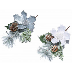 Decoratiune brad Craciun floare cu conuri pin, 12 cm, 1 buc.
