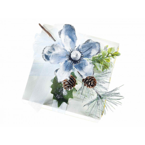 Decoratiune brad Craciun floare cu conuri pin, 12 cm, 1 buc.