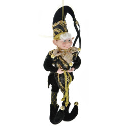 Decoratiune elf black / gold, 30 cm