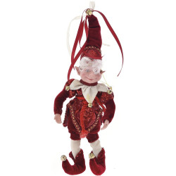 Decoratiune elf rosu din plus, 30 cm