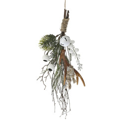 Decoratiune brad cu fructe albe si clopotei, 35 cm