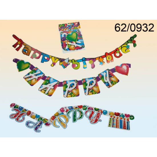 Ghirlanda litere carton 'Happy Birthday"
