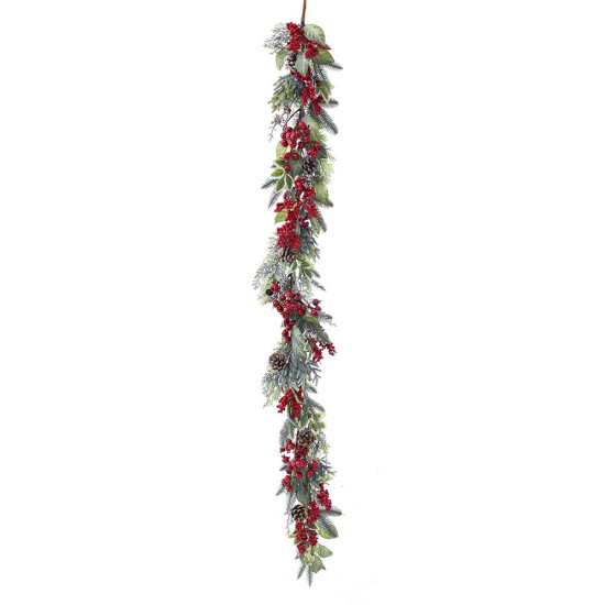 Ghirlanda cu conuri de pin si fructe de pădure rosii, 180 cm