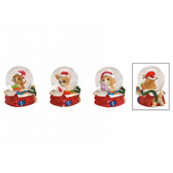 Glob de zapada Craciun cu catelusi, 6 cm - 1 buc