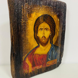 Icoana pictata pe lemn vechi si lucrata in foita, 27.5 cm