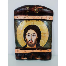 Icoana pictata pe lemn vechi si lucrata in foita, 34 cm