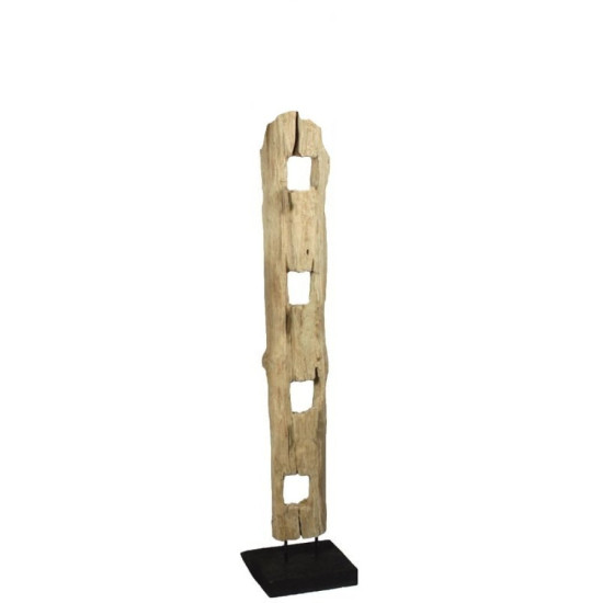 Sculptura din lemn de teak cu suport din metal, 130 cm