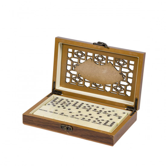 Set domino in cutie din lemn, 21 cm