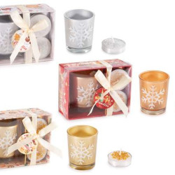 Set cadou Craciun - lumanari cu sclipici, 11 cm
