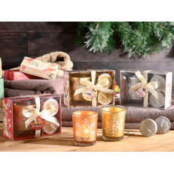 Set cadou Craciun - lumanari cu sclipici, 11 cm