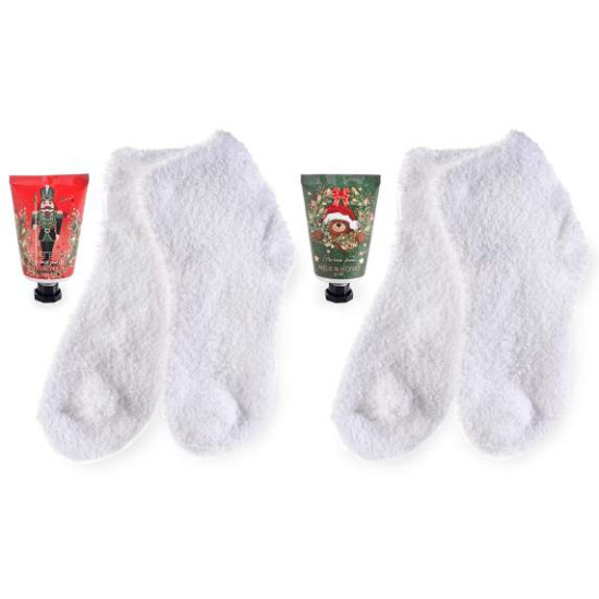 Set cadou Craciun - crema de picioare + sosete, 12,5 cm