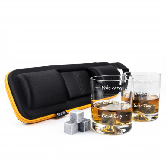 Set 2 pahare de whisky "Moods" si pietre de racire in carcasa "Elegance", 36 cm